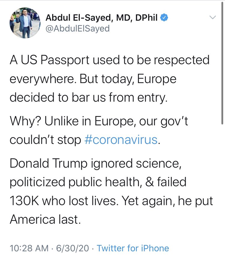 Remember this sentiment - expressed by  @AbdulElSayed here and plenty of others across social media - that a US passport is no longer good for anything?