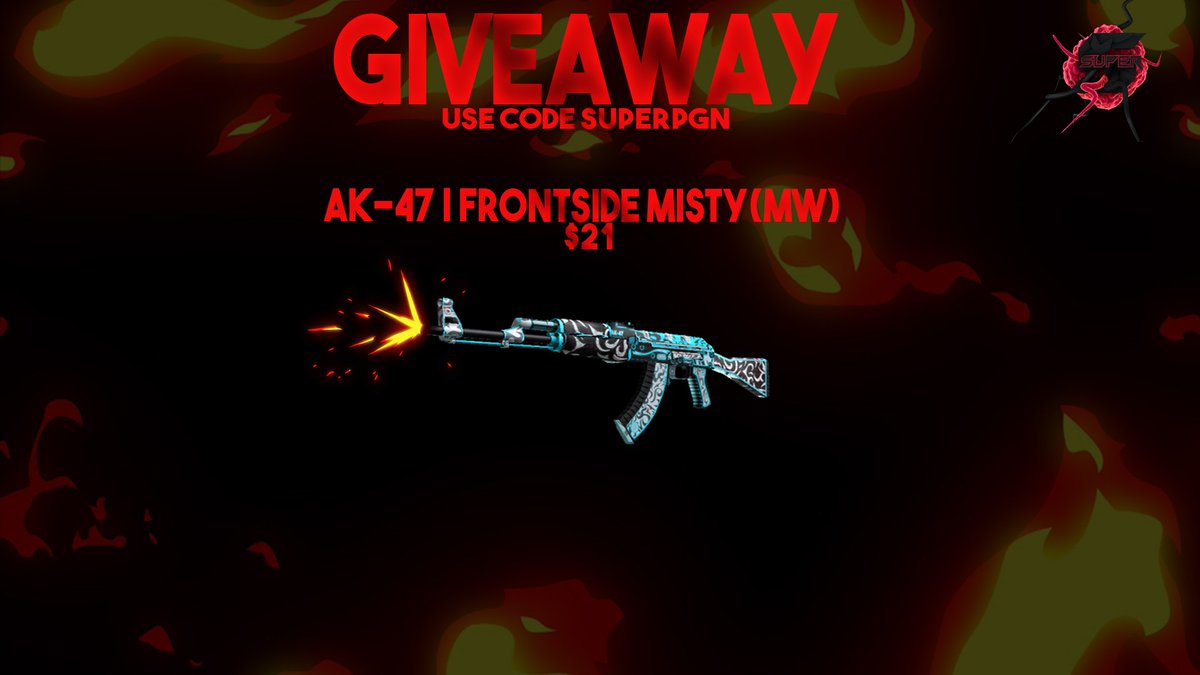 SuperBets8's tweet image. Time for a CS:GO Giveaway🏆
AK-47 | Frontside Misty (MW)($21)🔫

To enter:
✅Follow me💙
✅Retweet + like♻️

Winner will be rolled in 7 days⏰🏆