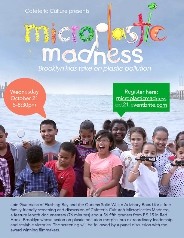 Sign up TODAY for the FREE online screening on Wed. 10/21 @ 5:30 p.m. of the inspiring film Microplastics Madness!  A joint presentation of <a href="/FlushingBay/">Guardians of Flushing Bay</a> featuring <a href="/CafeteriaCu/">Cafeteria Culture (CafCu)</a> filmmakers. eventbrite.com/e/microplastic…
