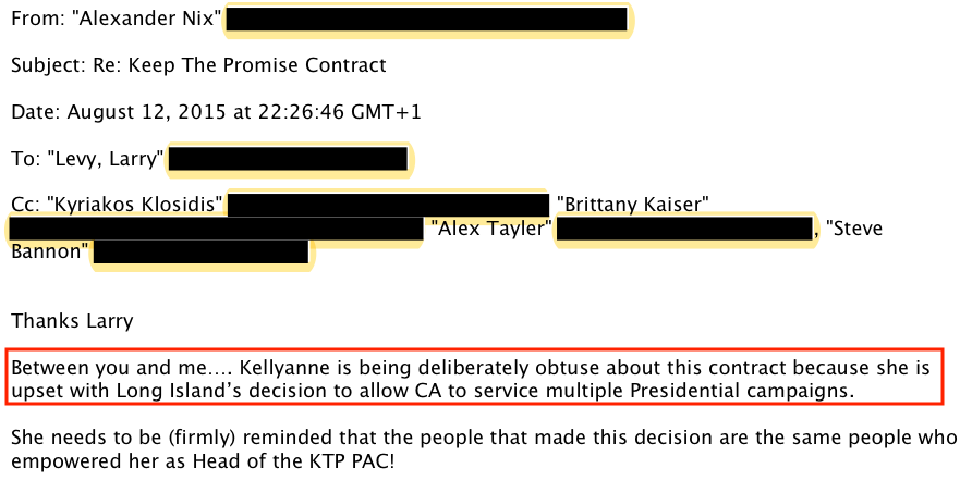 Only in the Mercer/Bannon circle will you find Kellyanne Conway is the voice of reason🤔

Exhibit C, CLC supplemental complaint re: Cambridge Analytica + Make America Number 1: 

campaignlegal.org/sites/default/…