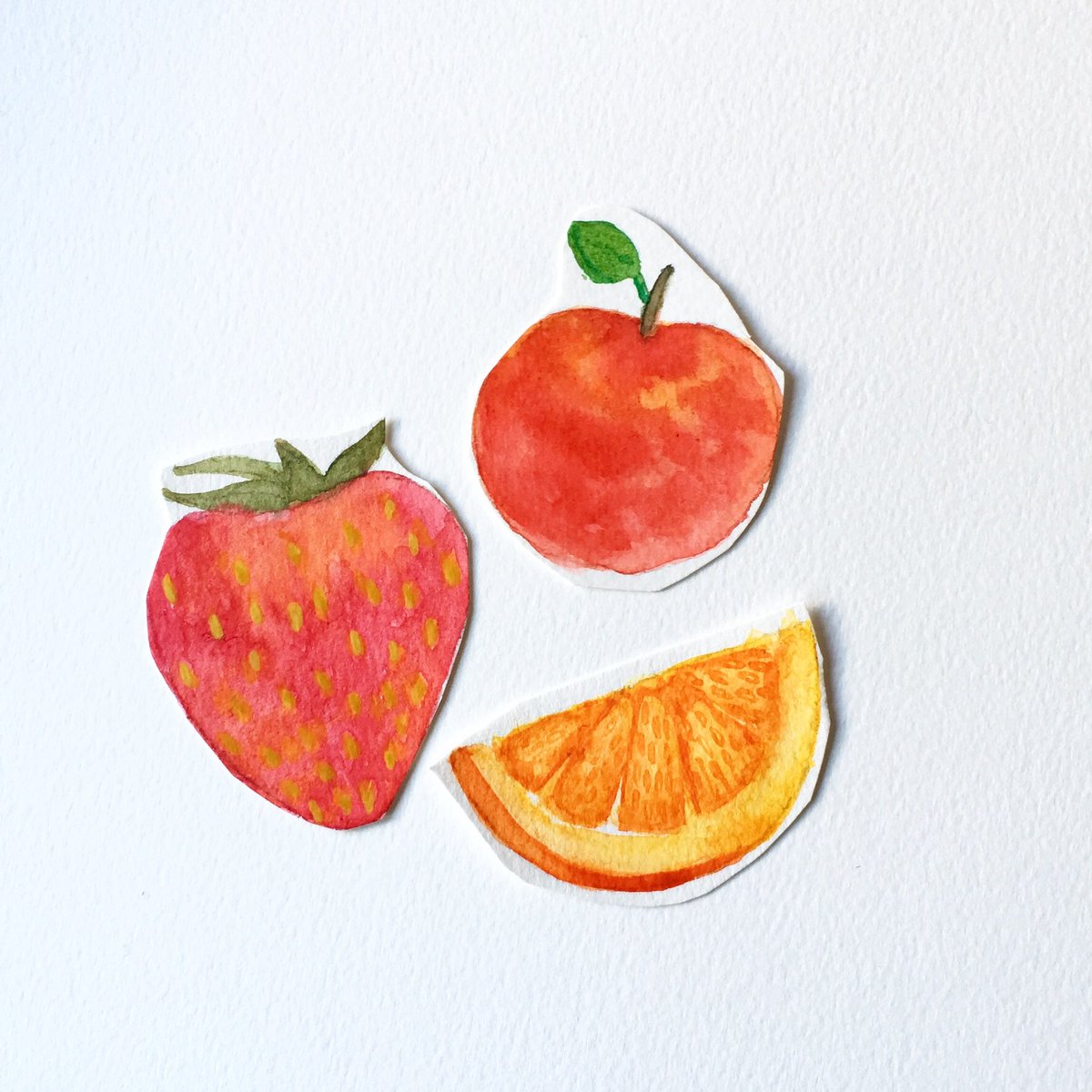 Watercolor Fruits 🍎🍓🍊 #watercolor #fruits #watercolorfruit #art #color #Watercolourpainting