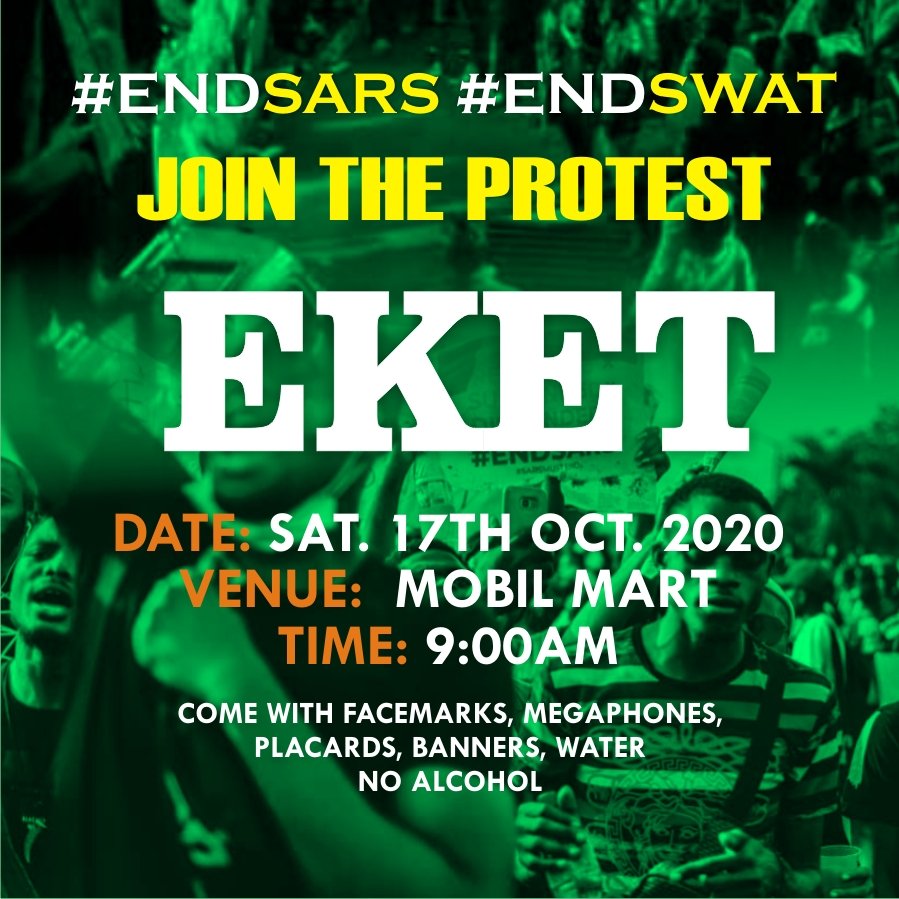 #Eketprotest
#Endsars
#EndPoliceBrutality 
Arise o' compatriots