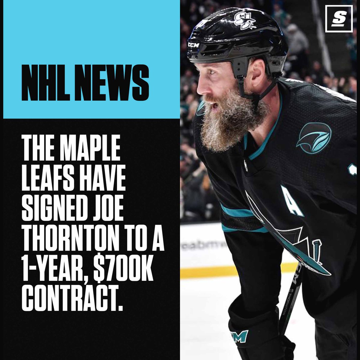 BREAKING: The Leafs have signed Joe Thornton to a 1-year deal for the league minimum.