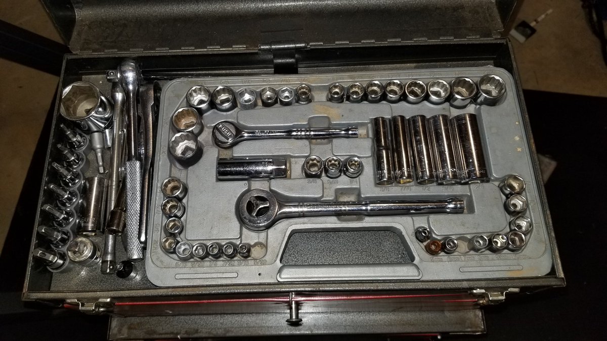 Thread alert! Last night I decided to organize my grandfather's old tools. He gave my parents a toolbox and stuff when they moved back here when I was born. It had been getting messy and I wanted to be able to find tools for projects. No biggie, just a night in the garage