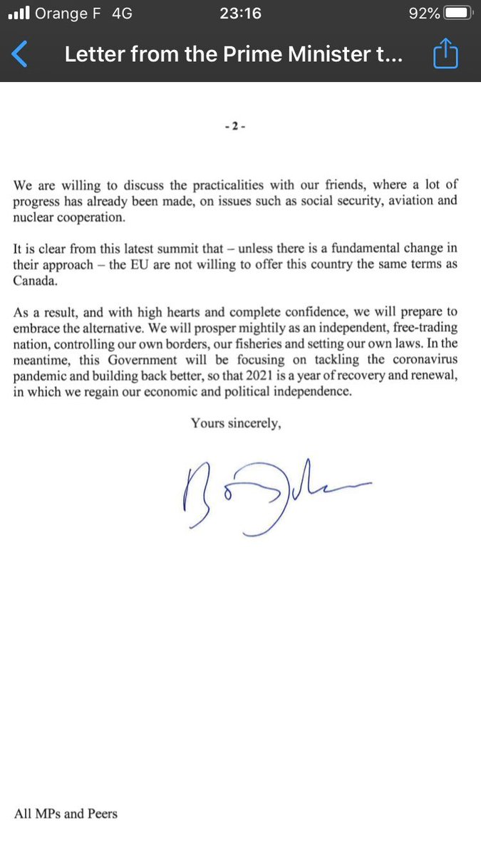 A letter from the PM on the EU talks which is confused, exaggerated, and internally contradictory. There could be no possible basis for a trade deal if the letter was to be taken seriously.