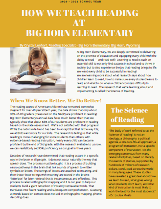 liv2learn's tweet photo. Shout out to Big Horn El. in WY! Their parent letter about how they teach reading is the P. letter we wish all families received. It outlines how their practices align w/the SoR &amp; what they will NOT teach because it doesn't! A must read! https://t.co/TXQReV4PI0 @donnajeanne15 https://t.co/C2IeBuqDN8