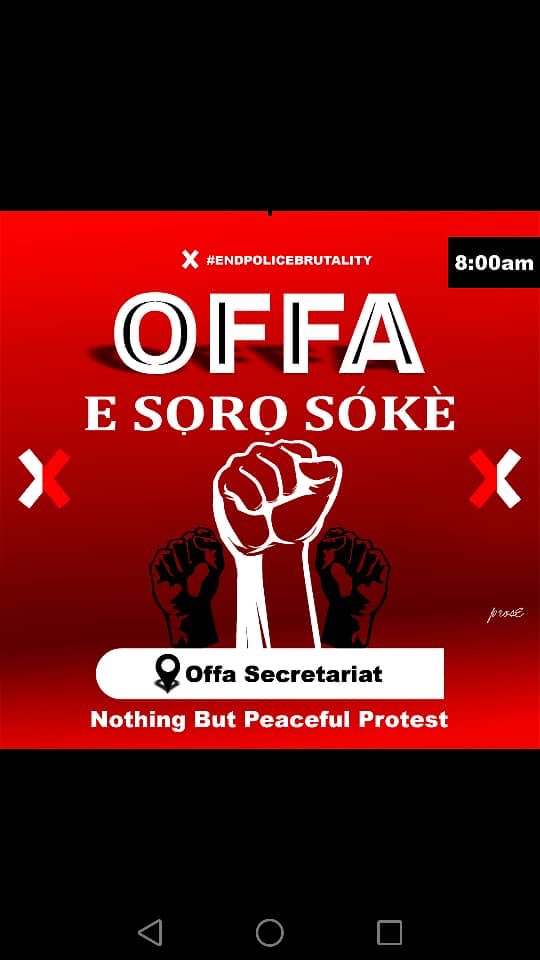 impeccablelaud's tweet photo. If stay at offa kwara state, we are planning a protest tomorrow by 8:00 am. Retweet so, we can all be part this great movement.
United we Stan
#OffaProtest
#EndPoliceBrutality #EndSARS #ReformTheNigeriaPolice #EndSWAT https://t.co/HKzkKPV8ni