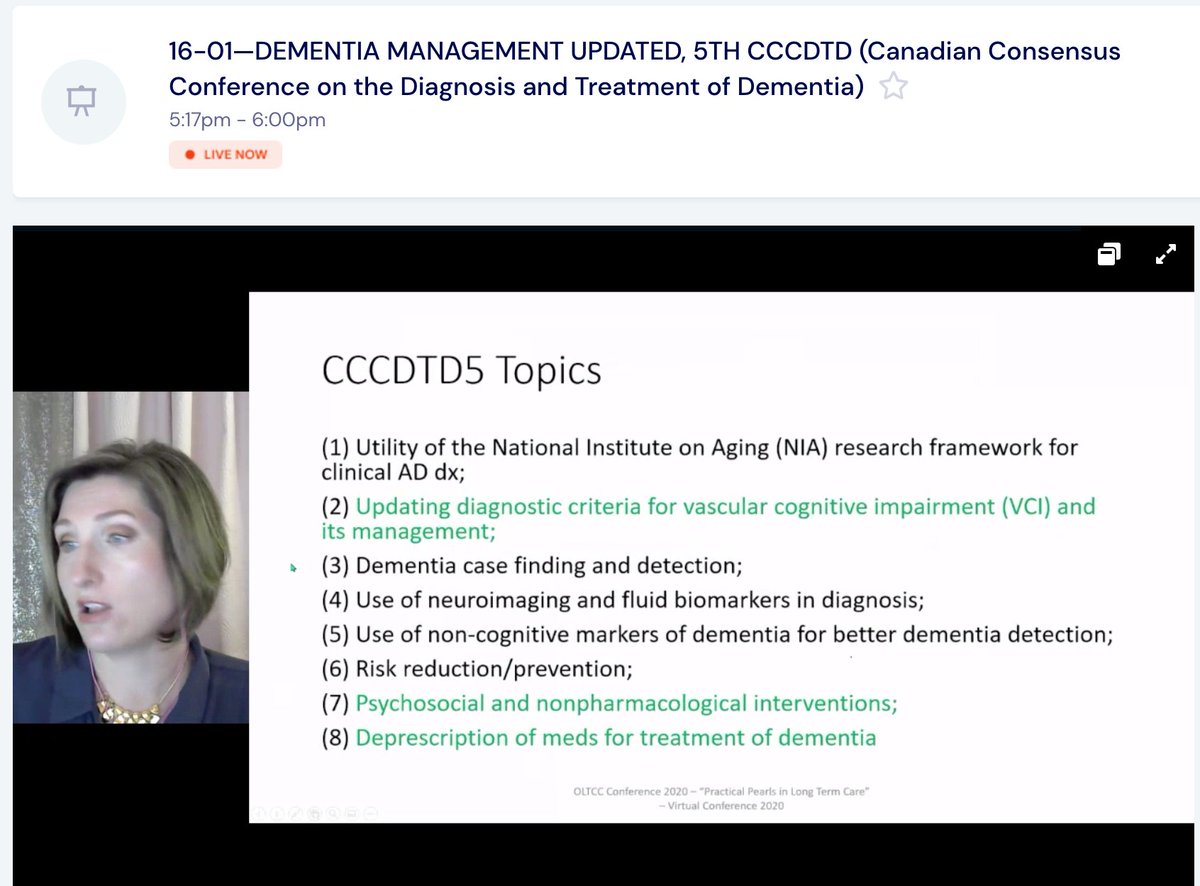 OnLTCC's tweet photo. Dr Nicole Didyk @didykn reviews most up to date guidelines on #dementia management with focus on #LTC residents.
#PPLTC20. https://t.co/dt7qiAO57w