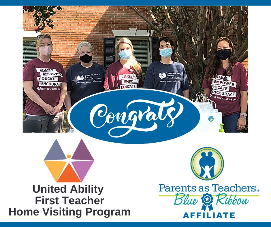 unitedability's tweet photo. Our First Teacher Home Visiting Program was recently named a Blue Ribbon Affiliate by the @NatlPAT in recognition of its commitment to excellence. The FTHV Program is one of ten life-changing programs that makes United Ability the place where YOUR gifts grow. #WhereGiftsGrow https://t.co/o0fy2Kojds
