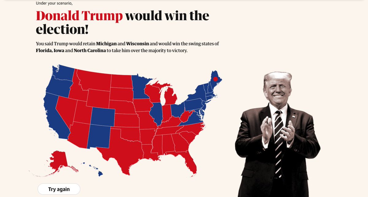 If Trump takes Florida and Biden wins Pennsylvania, what does that add up to? Use our simulator to plot your own election night scenario theguardian.com/us-news/ng-int…