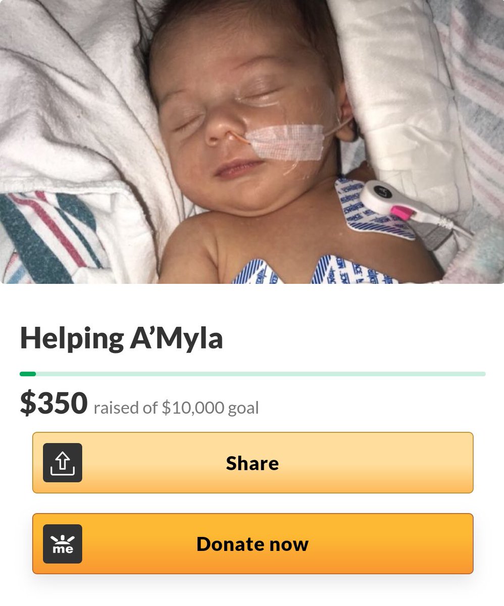 userkcchn's tweet photo. tw // surgery

hey please share this. my 3 week old cousin has congestive heart failure and 2 large wholes in her heart. she has to have open heart surgery but my family cant pay for it. please please donate if u can anything helps! https://t.co/Wi4wElvxeL https://t.co/NdQtfqB9TQ