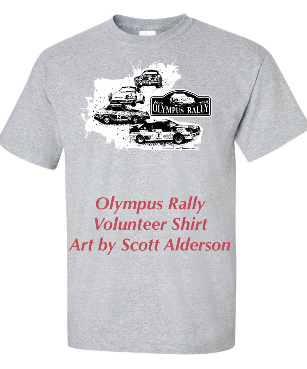 Olympus Rally Volunteer T-Shirt, Commemorating the Legend John Buffum.
