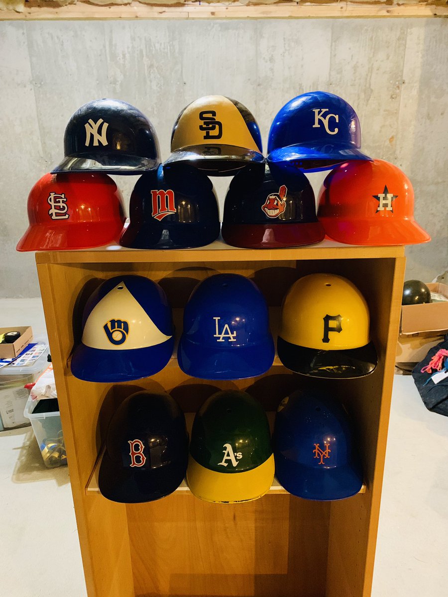 CuseAz's tweet photo. More random sports memorabilia from my basement! @ToddRadom @UniWatch @PhilHecken @sportslogosnet @Super70sSports @80sSportsNStuff #baseballhelmets https://t.co/PZ7BcR38iN