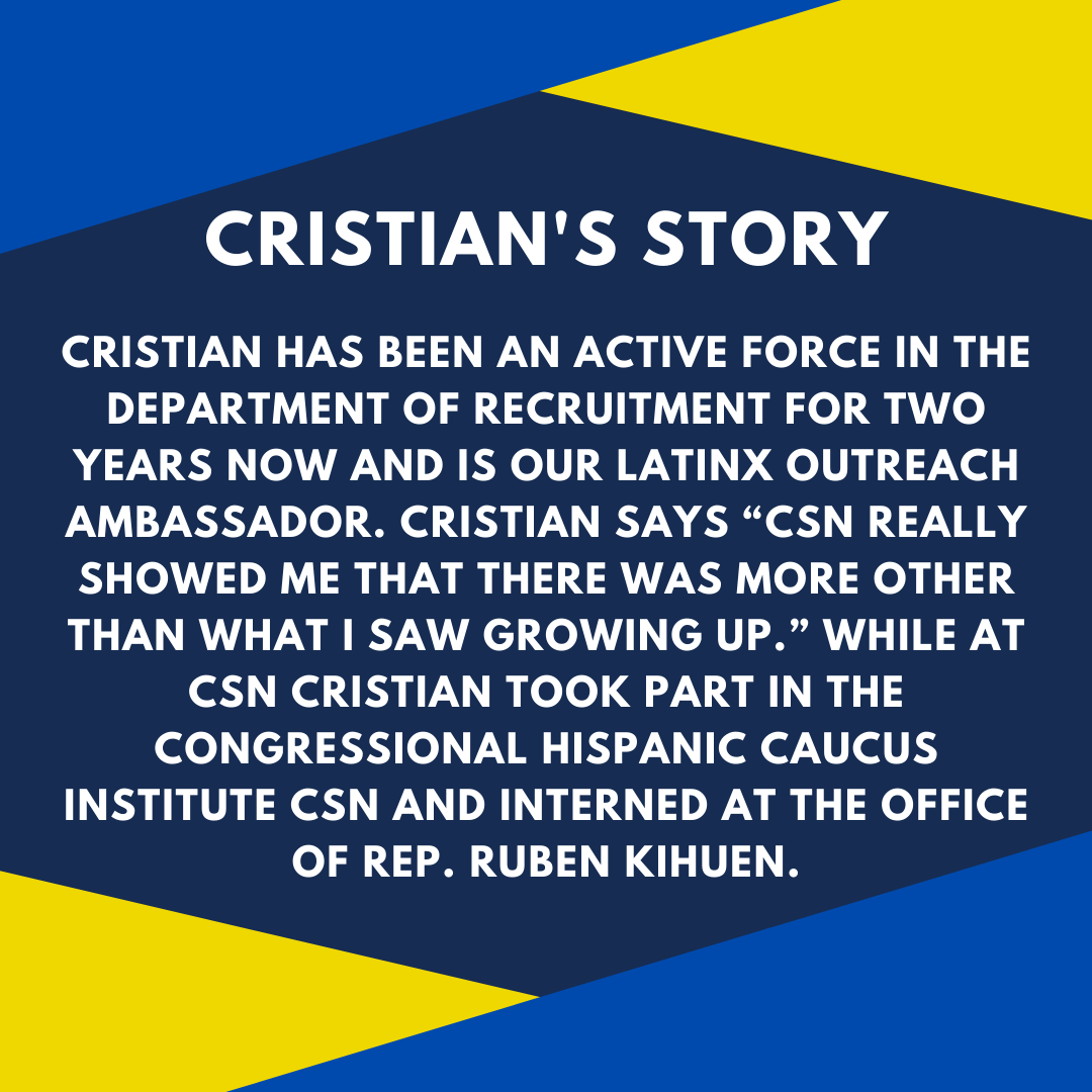 CSN_Recruitment's tweet image. Here at CSN, we have a proud tradition of creating opportunities and changing lives in our community.  Today we&apos;re featuring Cristian Agunia, one of the many #CSNAlumni, who have achieved outstanding success.