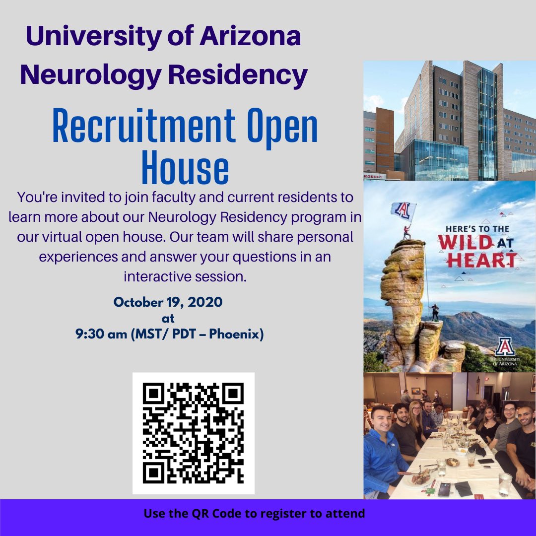 UA Tucson Neurology (@ua_neurology) on Twitter photo Join us for our third open house at the University of Arizona neurology residency program! Take the opportunity to ask questions and learn more about our terrific program!
<a href="/kimvanordenmd/">Kimberlee Van Orden, MD</a> <a href="/kenia_lucey/">Kenia Lucey, MD</a> <a href="/kkrulisk/">Kathryn Krulisky, MD</a> <a href="/UA_Neurology/">UA Tucson Neurology</a> @NMatch2021 @AANMember Join us for our third open house at the University of Arizona neurology residency program! Take the opportunity to ask questions and learn more about our terrific program!
<a href="/kimvanordenmd/">Kimberlee Van Orden, MD</a> <a href="/kenia_lucey/">Kenia Lucey, MD</a> <a href="/kkrulisk/">Kathryn Krulisky, MD</a> <a href="/UA_Neurology/">UA Tucson Neurology</a> @NMatch2021 @AANMember