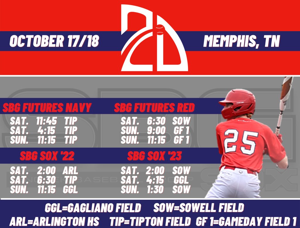 The High School #SBGSox are taking a trip to Memphis to play in the @2D_sports Memphis Fall Series! 

It’s gonna be a great weekend 💪💪

#SBGSox