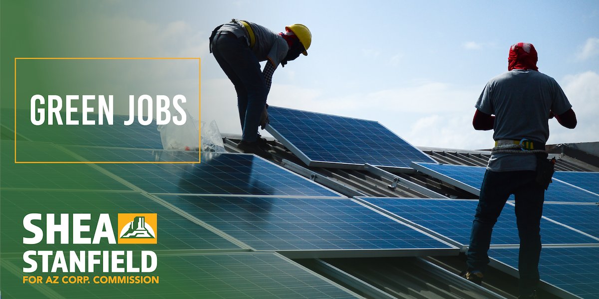 sheastanfieldaz's tweet photo. Increasing renewable energy isn't just an effective way to combat climate change, it's also a great way to jumpstart our economy. Let's put the #AZCorpComm to work for US, not the corporations they regulate. #SolarTeam2020 #VoteForThree https://t.co/zxgBO52MJh
