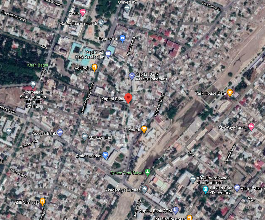 According to AzTV, the second missile landed at Javadkhan neighborhood of Ganja - approximately around here.