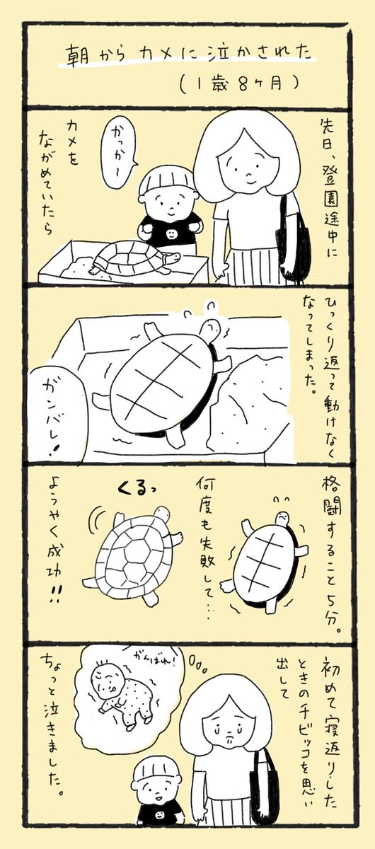 ブームにのってみます。もうすぐ2歳になる子どもとの日々を4コマ漫画にしています。

#画像を4枚晒したらrtがきてフォロワーがぶわーって増えると聞いて 