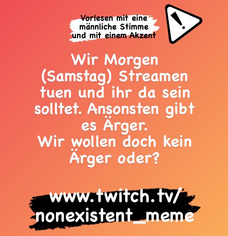 NonexistentMeme's tweet photo. Ich werde Eure Anwesenheit kontrollieren.
#TwitchStreamers #twitch #stream #livestream #nonex #gamergirl #YouTuber https://t.co/QS3J4VBl9N