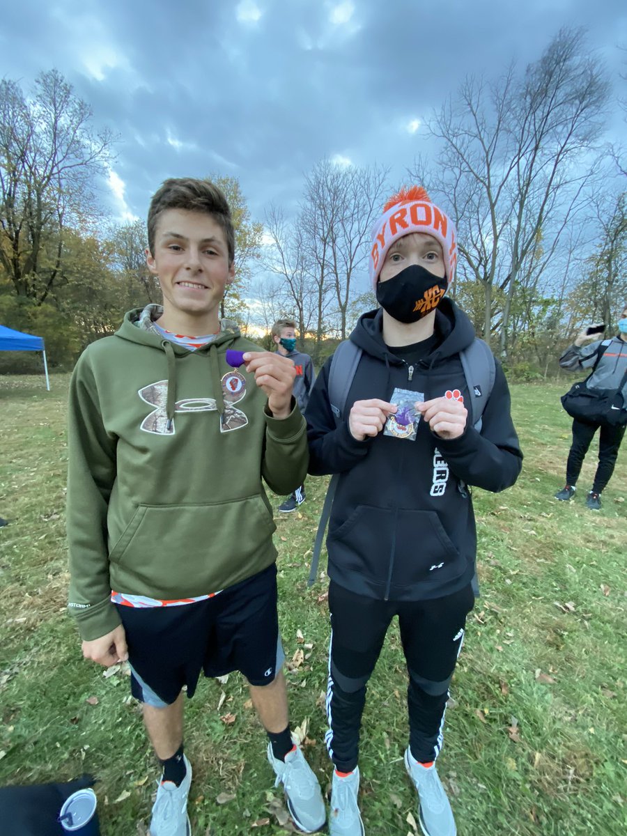 ByronTigerXC's tweet photo. Boys were 🔥 tonight at the BNC Conference meet!  All seven runners set PRs and the team finished 3rd! Sam Lewis (11th) and Carter Conderman (20th) earn All-Conference honors! https://t.co/m64v52BZIY