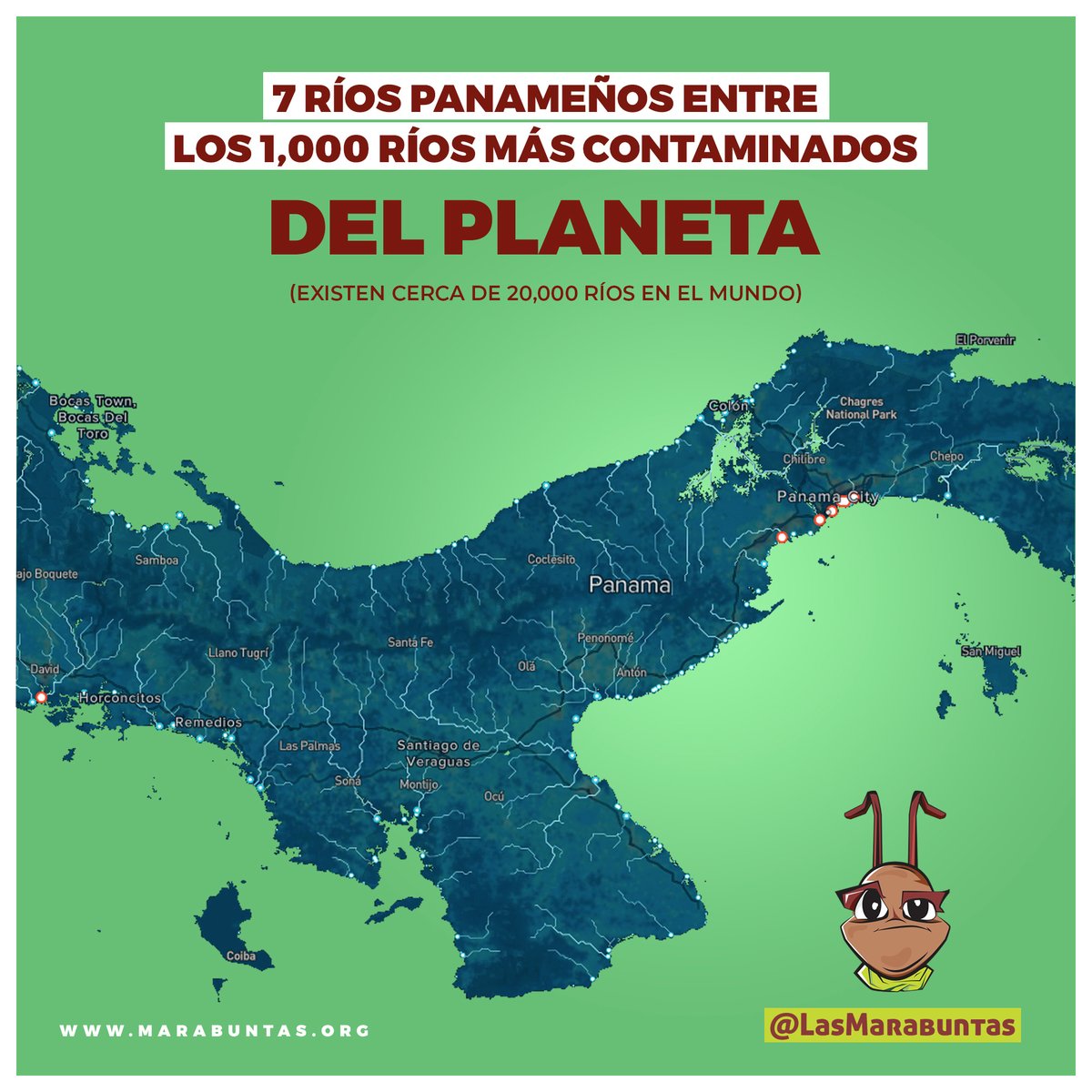 🇵🇦 Panamá tiene 7 de los 1,000 ríos más contaminados del mundo.

😨  102,229 TONELADAS de basura desembocan en los mares y costas panameñas al año.
Un estimado de 11 TONELADAS de basura por hora.
¿Qué estás haciendo tú para reducir estas cifras?

Fuente: theoceancleanup.com/sources
