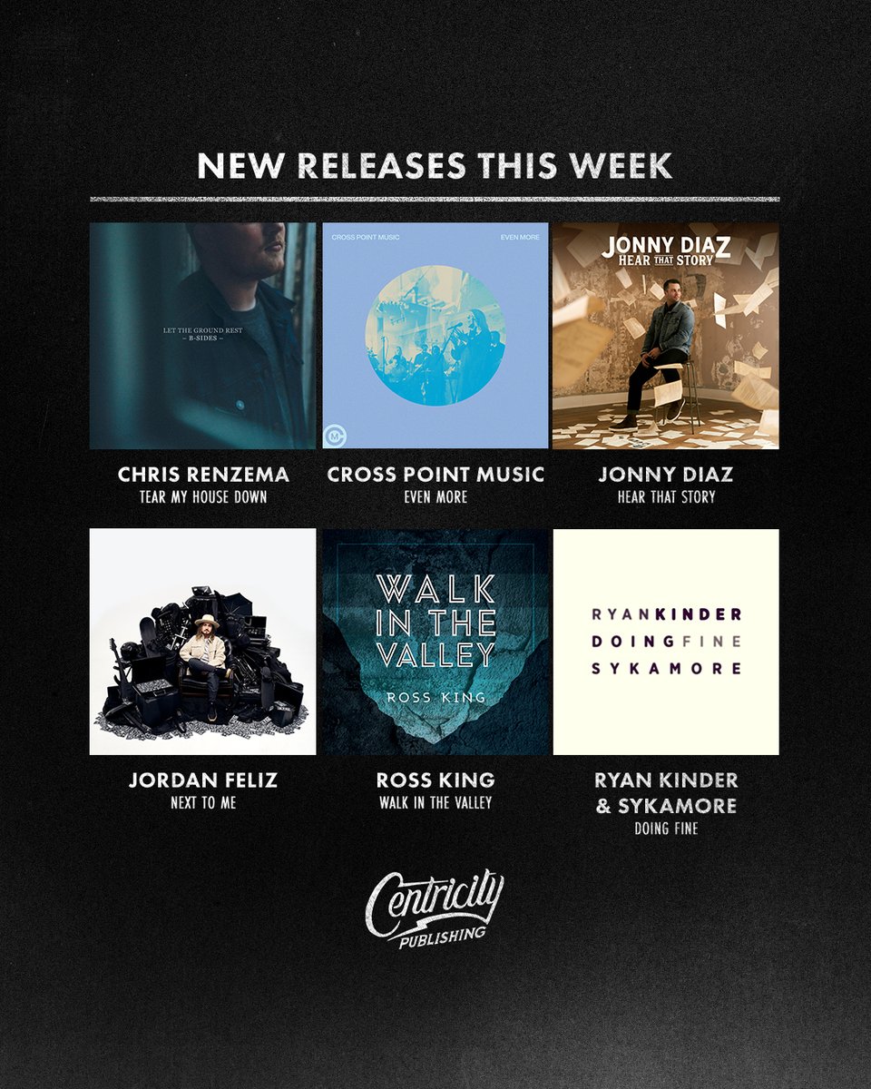 Here's a look at this week's releases from artists: 
<a href="/chrisrenzema/">Chris Renzema</a>, <a href="/weareCPmusic/">Cross Point Music</a>, <a href="/jonnydiaz/">Jonny Diaz</a>, Jordan Feliz, @rosskingmusic, <a href="/RyanKinder/">Ryan Kinder</a> &amp; @SykamoreMusic