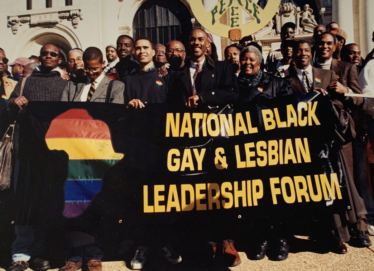 keithboykin's tweet photo. Twenty five years ago today, hundreds of Black gay men, and our allies, marched through the streets of Washington, D.C. during the #MillionManMarch.

I was proud to be a part of that march, along with my former law professor and ally Derrick Bell, @DrMoFranklin and many others. https://t.co/qq5lp2DQjR