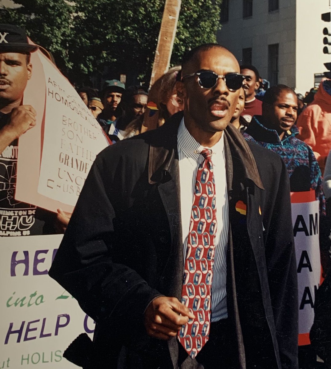 keithboykin's tweet photo. Twenty five years ago today, hundreds of Black gay men, and our allies, marched through the streets of Washington, D.C. during the #MillionManMarch.

I was proud to be a part of that march, along with my former law professor and ally Derrick Bell, @DrMoFranklin and many others. https://t.co/qq5lp2DQjR