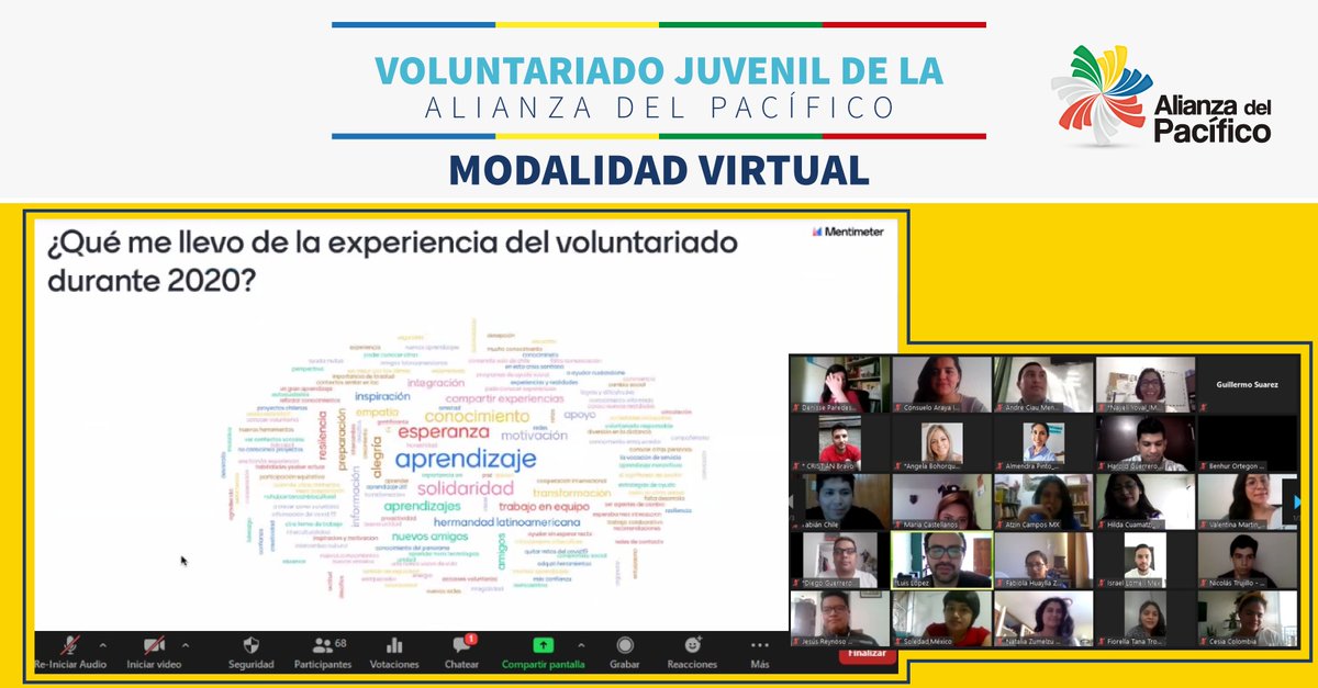 A_delPacifico's tweet photo. Durante la reunión de despedida, participantes del curso de Voluntariado Juvenil de la #AlianzaDelPacífico compartieron testimonios y expectativas a futuro respecto a todo lo aprendido. ¡Gracias por participar y ser parte de esta iniciativa! 🇨🇱🇨🇴🇲🇽🇵🇪 https://t.co/9tyDKIcFHJ