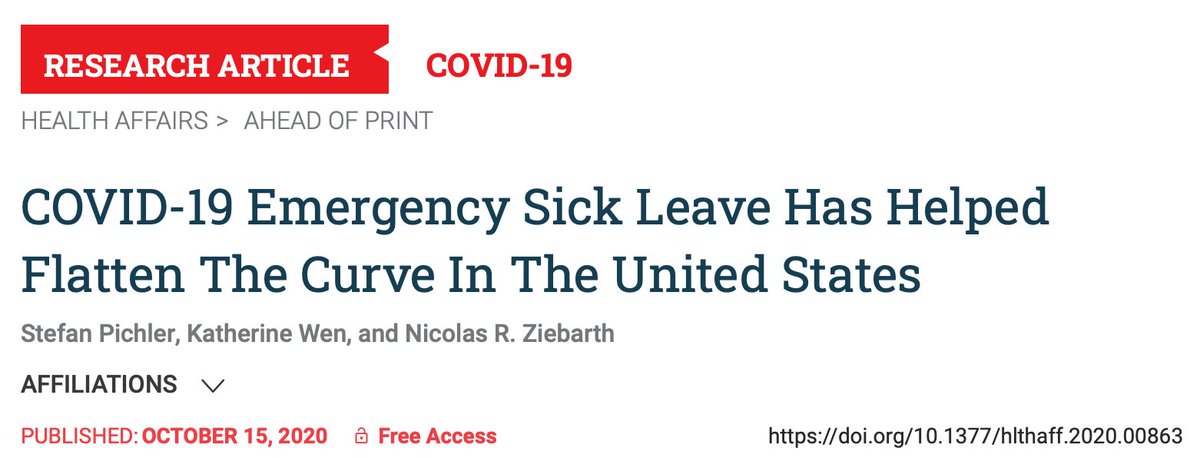 Simple measures, such as ensuring paid sick leave, are also very important. Interesting new analysis suggesting “roughly 1 prevented COVID-19 case per day per 1300 workers who newly gained the option to take up to two weeks of paid sick leave.” 13/15  https://bit.ly/3nZ7N1q 