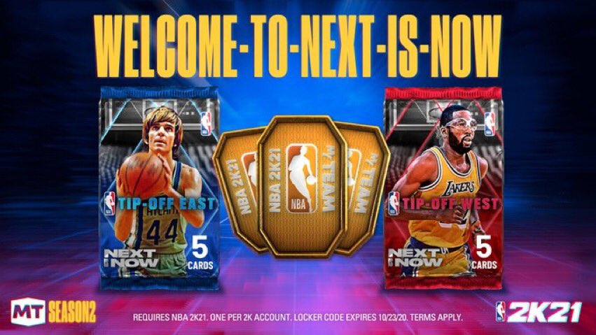 nba2k21_locker's tweet photo. Locker Code 🚨 Use this code for a chance at a Next is Now Season Tip-Off East Pack, West Pack, or 3 tokens #NBA #NBA2K #NBA2K21 #LockerCodes #MyTEAM https://t.co/Z8oPJRamnv