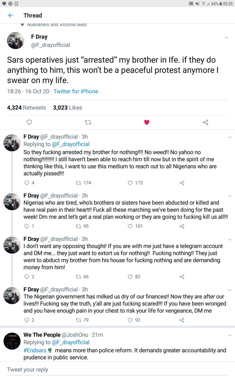 <a href="/ProfOsinbajo/">Prof. Yemi Osinbajo</a> Oga are you aware that your so called SARS are still on duty? This happened a few hours ago. 👇👇If it were one of your kids or Mbuhari's that was picked up, will you still be INTENDING to action? You do not realise the extent of people's anger. SARS is not the only issue here.
