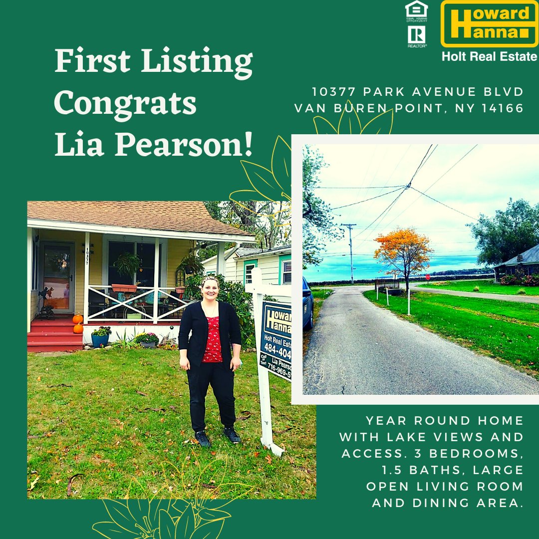 howardhannaholt's tweet image. Congratulations to our newest NYS Lic. Real Estate Salesperson, Lia Pearson on getting her first listing already! This 3 bedroom ~1500 sq ft home is right by the beach in Van Buren Point. bit.ly/3j5XpB5 for details. #JustListedChautauqua #SignOfSuccess