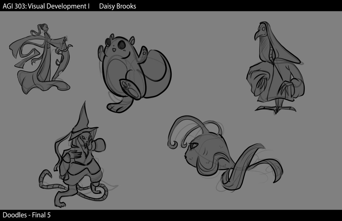 grim_vestige's tweet photo. Aaaaand here's a bunch of the concept work that went into that witch design from a few days ago! We had to do like 50 abstract silhouettes and 50 scribbles to make characters from.
#dtdraws #characterdesign #visualdevelopment #conceptart #abstractcharacters #sketchdaily https://t.co/mQltN1cxEQ