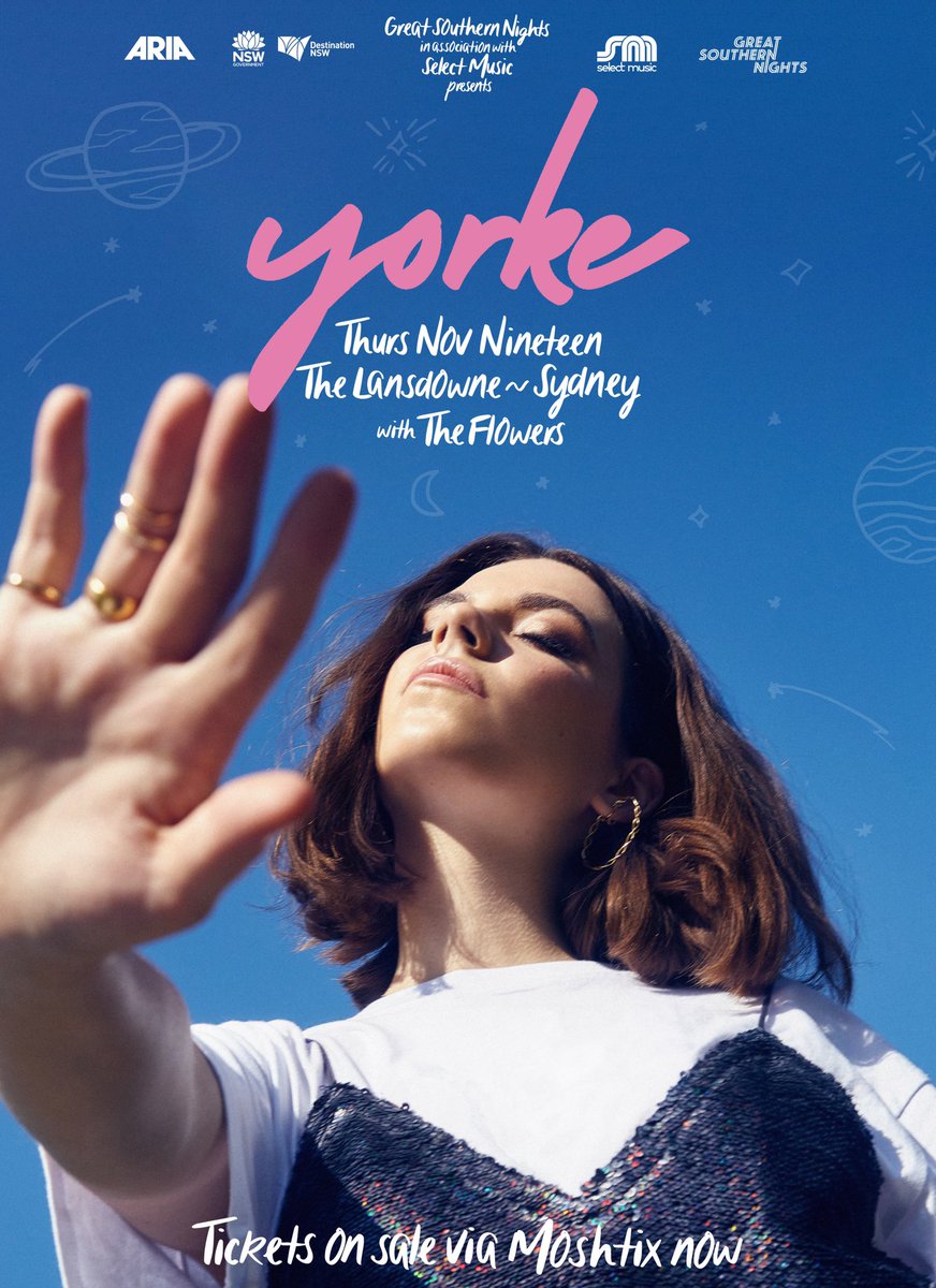 excitement is peaking to play these shows on the 19th November! 2 seatings &amp; limited tickets, so get in quick! It’s gonna be a big ole wholesome partyyyyy w/ support from @theflowersmusic ✨ticket link here: moshtix.com.au/v2/event/yorke… 👽