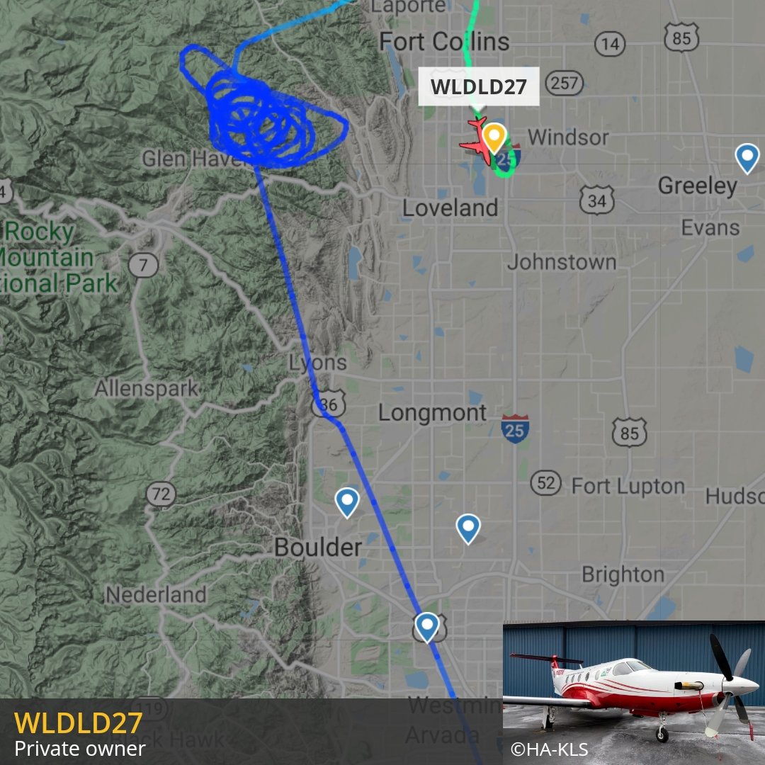 Clearly something had the attention of WLDLD27, a PC-12 operated by the Colorado Dept. of Public Safety, at about 5PM local time.PC-12 is reg. N327SF (A389E7).