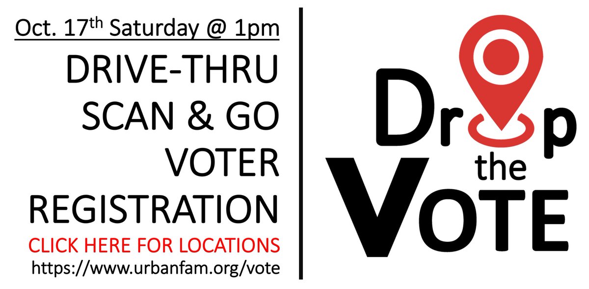 #DroptheVote with @urbanfam_1
Last push for Voter Registration! Urban Family has got you covered for all of your voting needs.