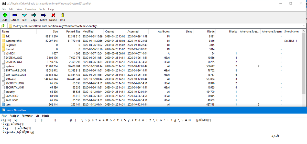 vysecurity's tweet photo. Red Tip #425: CVE-2020-16938 allows privileged file read by EVERYBODY according to @jonasLyk You can PoC using 7zip and navigating to the device path \\.\PhysicalDevice0\Basic data partition.img\Windows\System32\Config\ #redteam #cyber https://t.co/7QAvE9UuQC