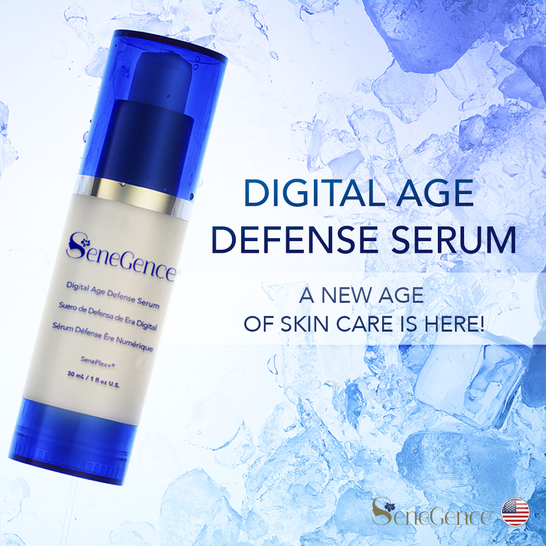 senegence's tweet photo. Introducing the Digital Age Defense Serum! 💙 Perfect for work from home pros, tech lovers, jetsetters, and night owls, our lightweight, fragrance-free, non-comedogenic formula combats signs of aging related to the blue light emitted from our digital devices. https://t.co/CEQQ6CU1TP