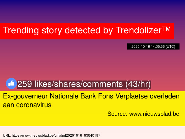 Ex-gouverneur Nationale Bank Fons Verplaetse overleden aan coronavirus https://t.co/G1abKnmarQ https://t.co/WCy9CpM1Ax