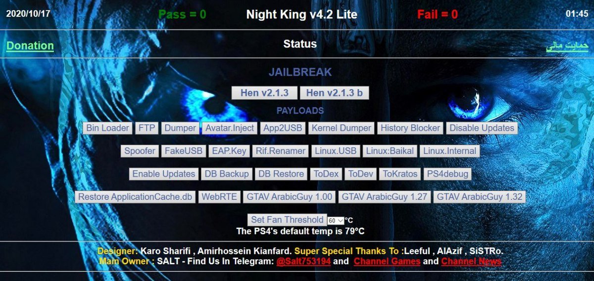 SALT on X: 👑 Night King for 7.55 fw host updated : 🌀 changelogs : ✓  Added sleirsgoevy latest Jailbreak modification (Retry the exploit on  known-recoverable failures) ✓ Added GTAV mods