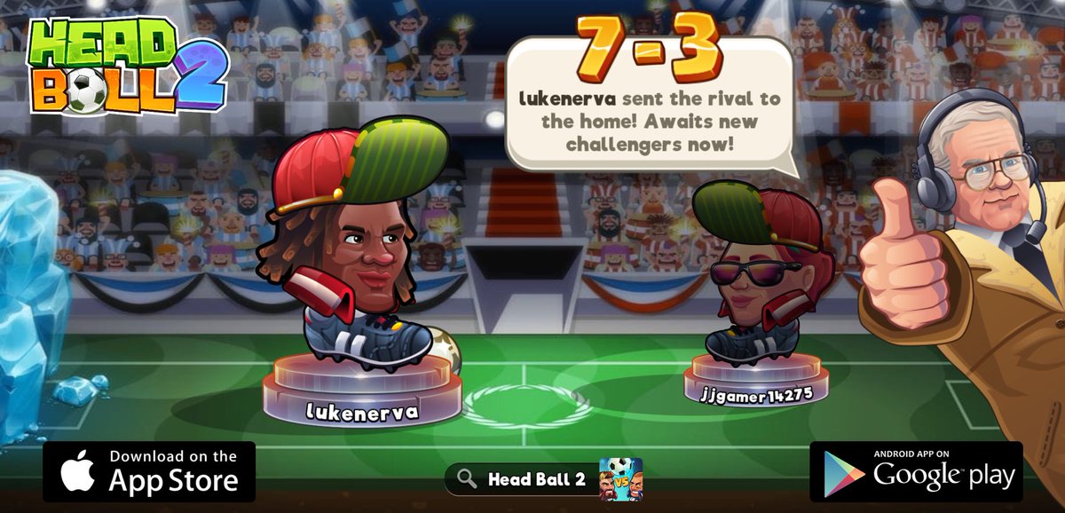 Looking for a new challenger in Head Ball 2. My player name is lukenerva, come and play with me! Download via > app.adjust.com/7lb0aee_oovl5up #headball2 <a href="/HB2Official/">Head Ball 2</a>