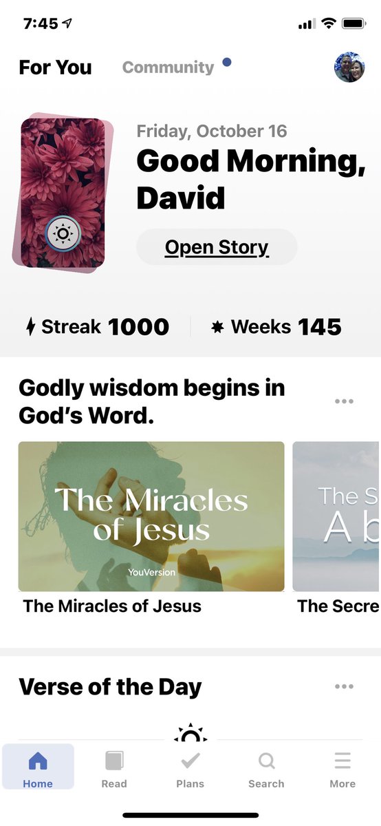 So thankful for the Bible App and <a href="/lifechurch/">lifechurch</a>  and  <a href="/craiggroeschel/">Craig Groeschel</a> - hit a milestone today and now on to the next one!