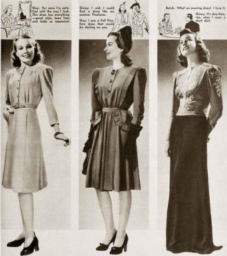Most women bought their clothes through catalogs at their local department store. Here's some drawings of the clothes women could buy.