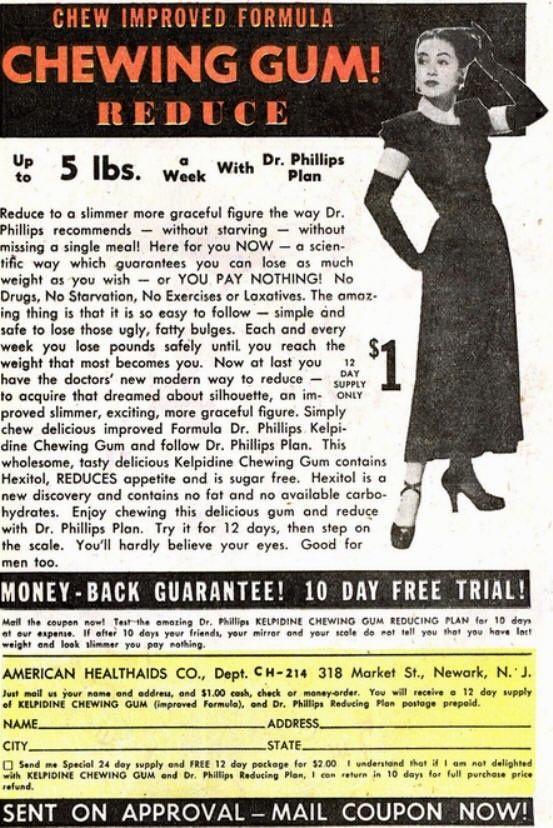 Since edtwt did not exist in the 1940s, women read magazines for their weight loss tips.