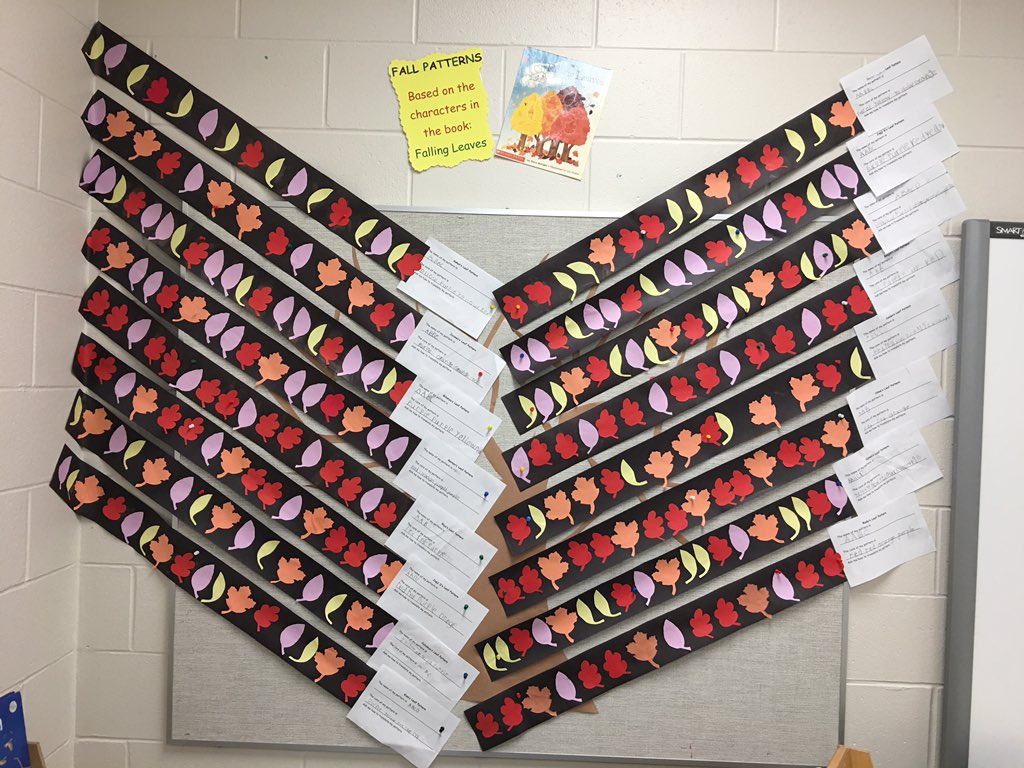 Check out our Fall Leaf Patterns! The children had to name their pattern, identify the core and translate the pattern into actions. The shape and colour of the leaves are based on the characters in the picture book, “The Falling Leaves.” <a href="/EcoleSprings/">Ecole Waterford Springs School</a> @WinnipegSD <a href="/MutchmorMath/">Meagan Mutchmor</a>