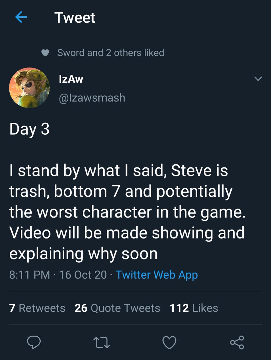 Day 3I stand by what I said, Steve is trash, bottom 7 and potentially the worst character in the game. Video will be made showing and explaining why soon