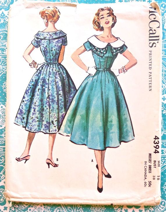 It was increasingly common in the 1950s to sew your own dresses. Each sewing pattern had drawings depicting women with slim waists.