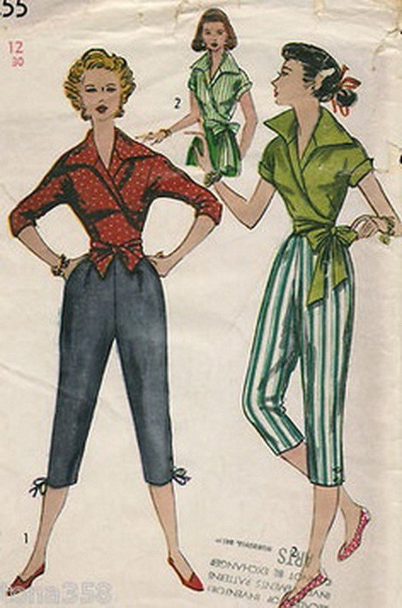 It was increasingly common in the 1950s to sew your own dresses. Each sewing pattern had drawings depicting women with slim waists.